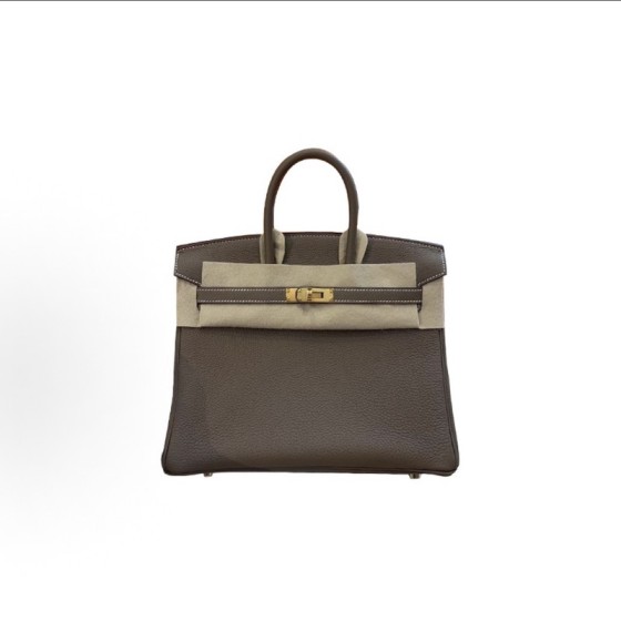 HERMES爱⻢仕 Birkin 25 ⾦扣 ⼥款 18 Etoupe ⼤象灰